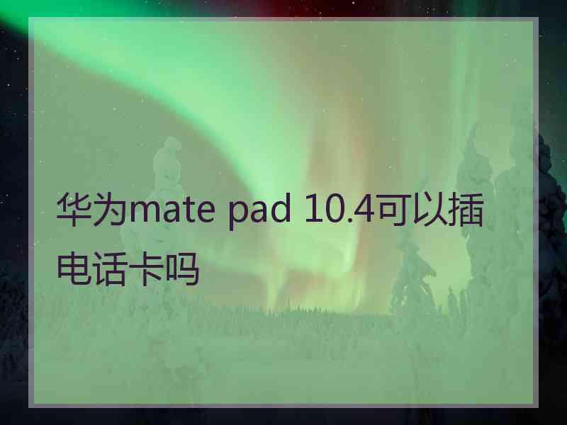 华为mate pad 10.4可以插电话卡吗