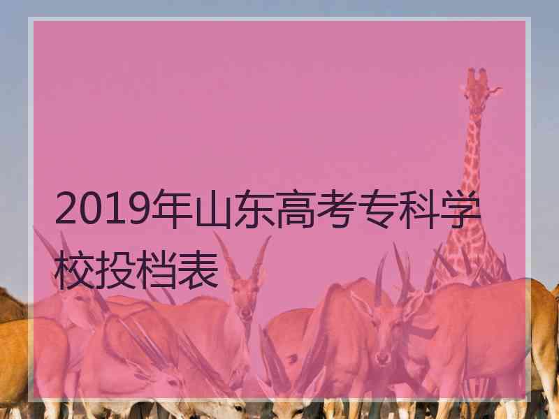 2019年山东高考专科学校投档表