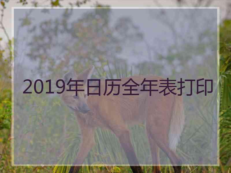 2019年日历全年表打印