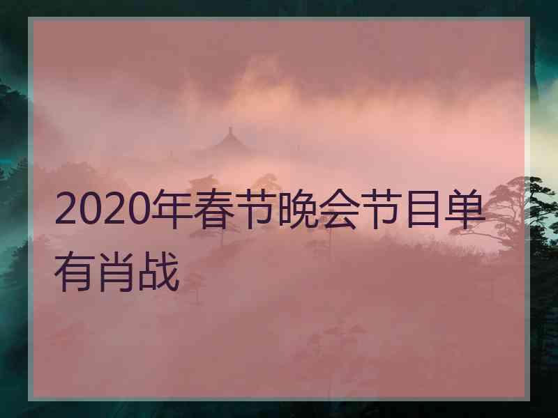 2020年春节晚会节目单有肖战