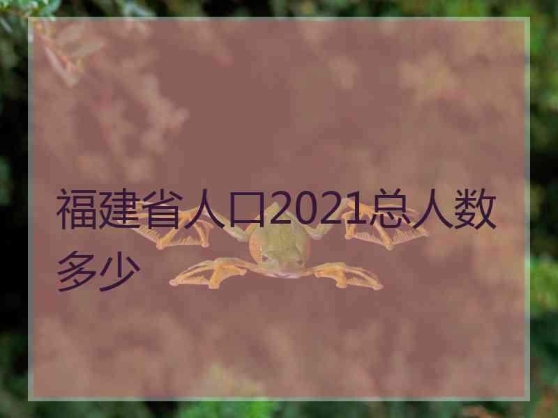 福建省人口2021总人数多少