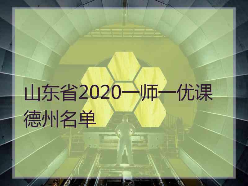 山东省2020一师一优课德州名单