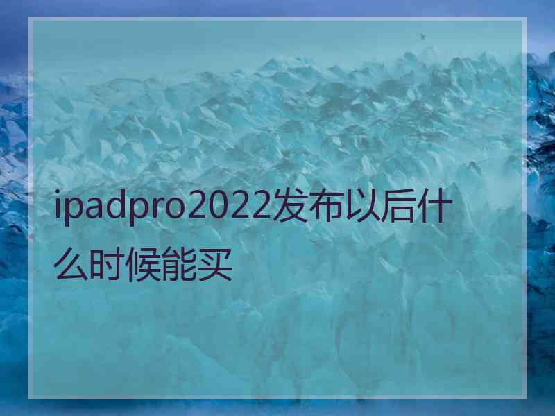 ipadpro2022发布以后什么时候能买