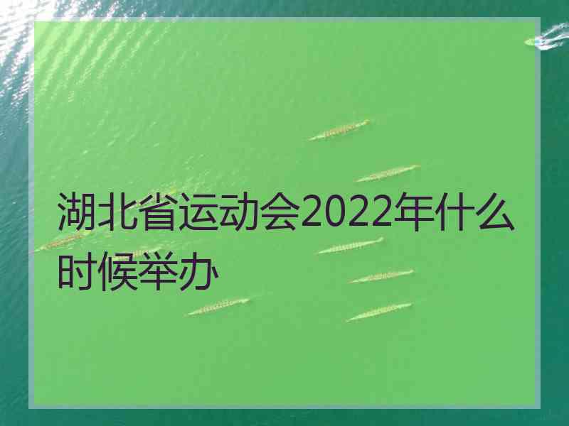 湖北省运动会2022年什么时候举办