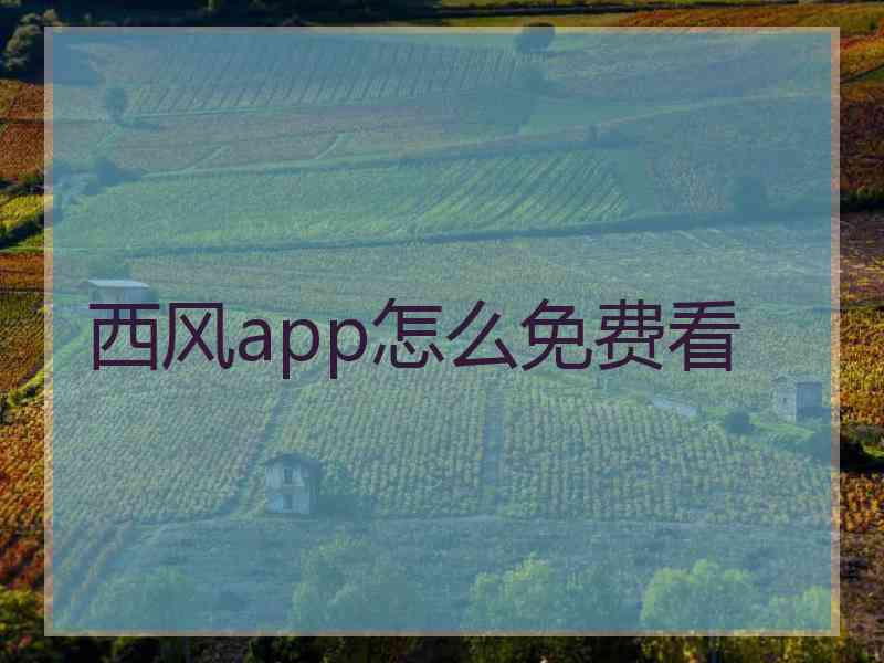 西风app怎么免费看