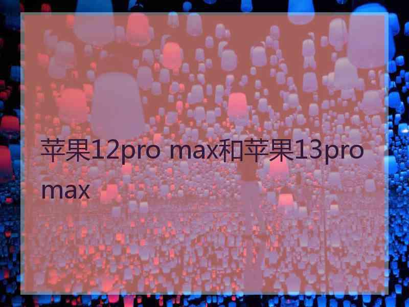 苹果12pro max和苹果13pro max