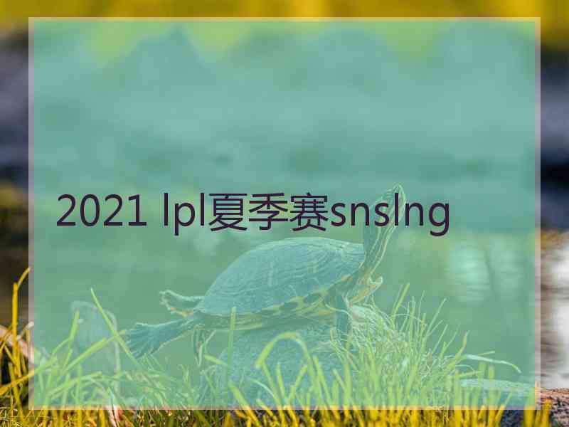 2021 lpl夏季赛snslng