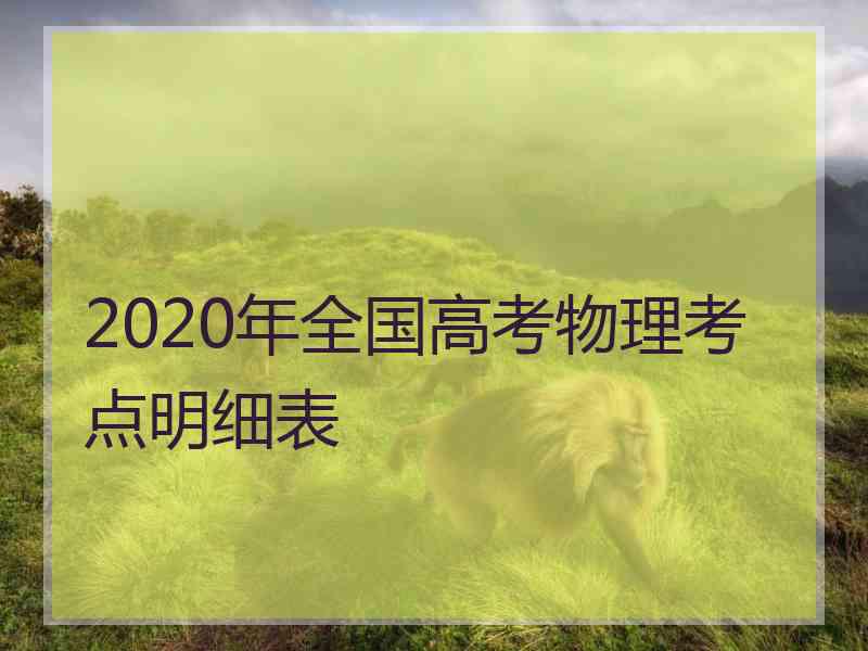 2020年全国高考物理考点明细表