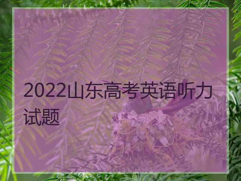 2022山东高考英语听力试题