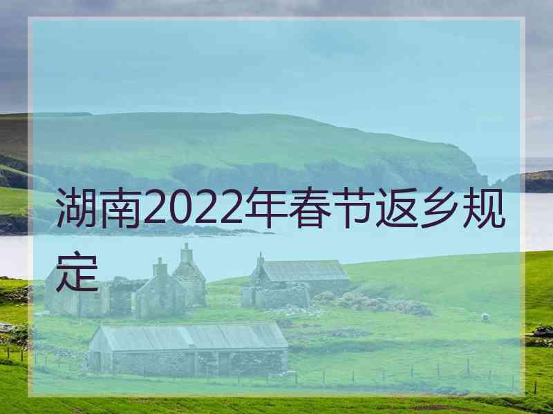 湖南2022年春节返乡规定