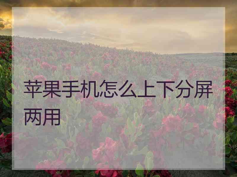 苹果手机怎么上下分屏两用