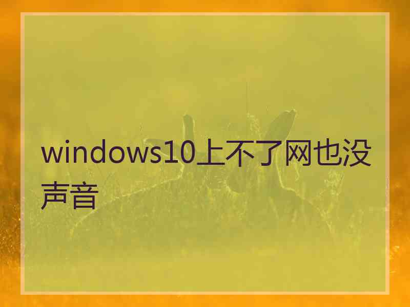 windows10上不了网也没声音