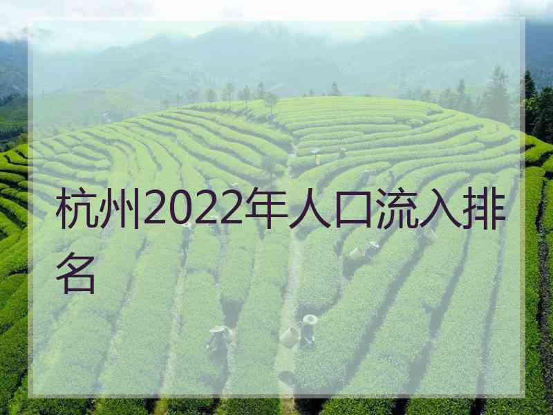 杭州2022年人口流入排名