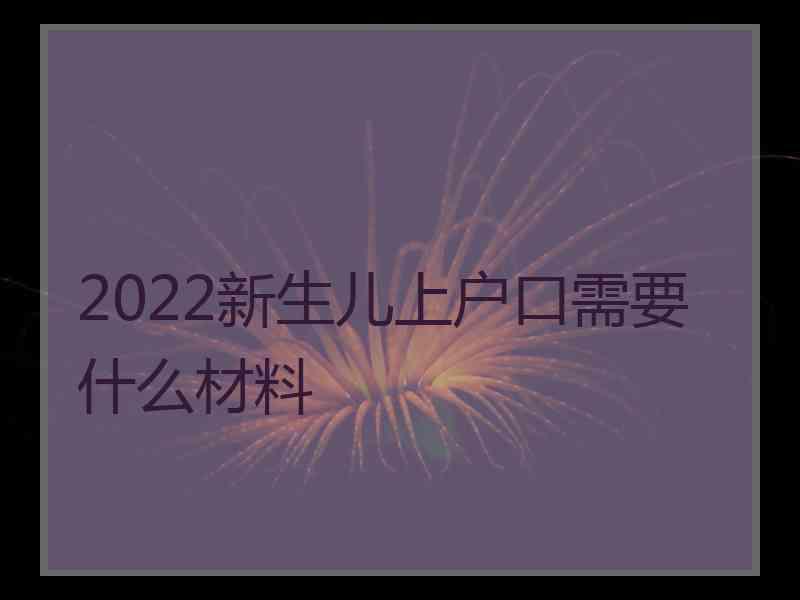 2022新生儿上户口需要什么材料