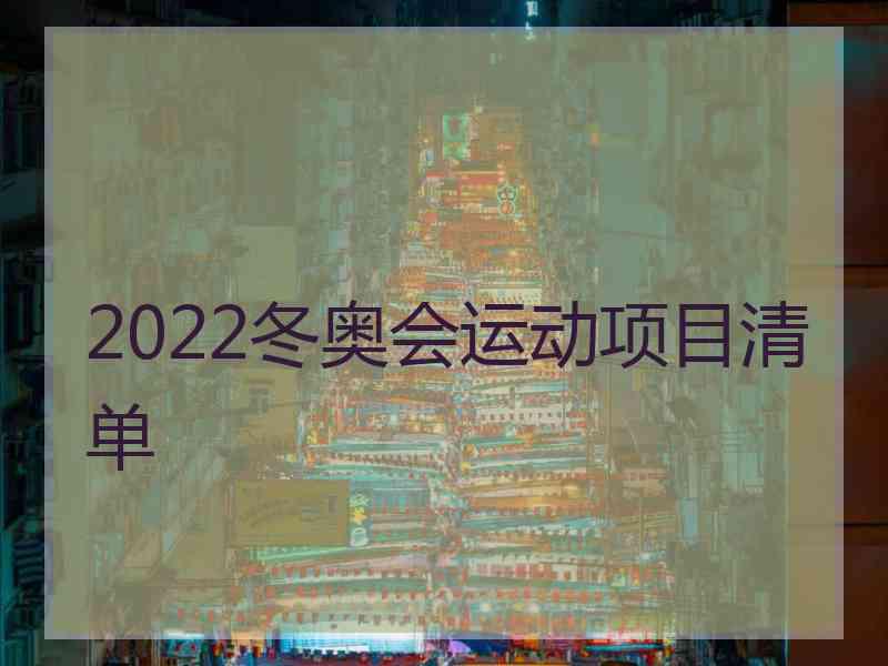 2022冬奥会运动项目清单