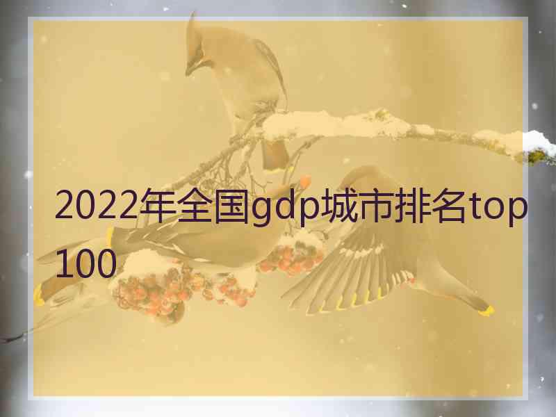 2022年全国gdp城市排名top100