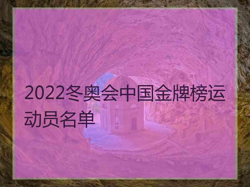 2022冬奥会中国金牌榜运动员名单