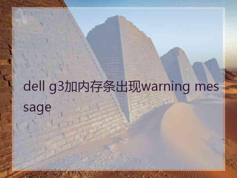 dell g3加内存条出现warning message