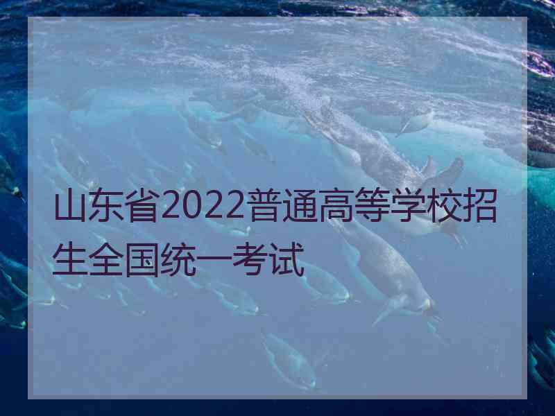 山东省2022普通高等学校招生全国统一考试