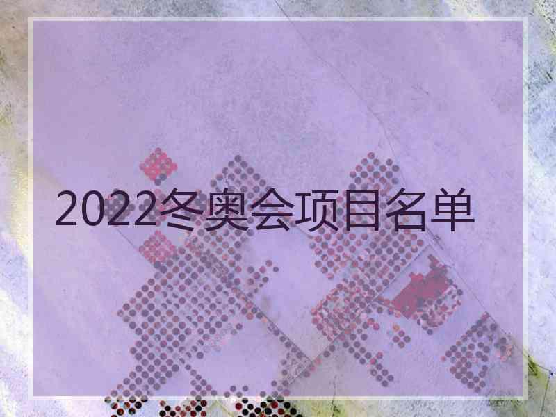 2022冬奥会项目名单