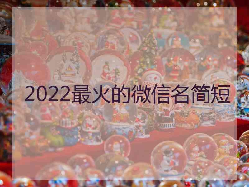 2022最火的微信名简短