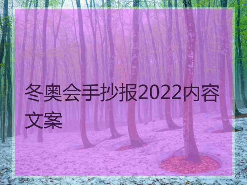 冬奥会手抄报2022内容文案