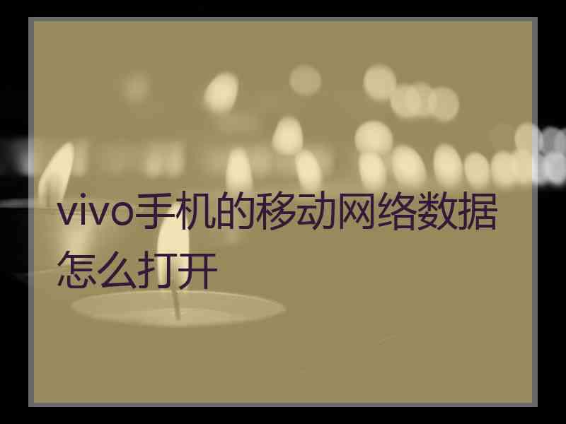 vivo手机的移动网络数据怎么打开