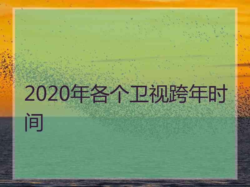 2020年各个卫视跨年时间