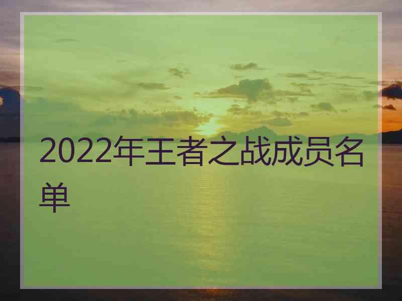 2022年王者之战成员名单