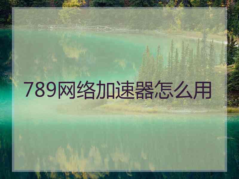 789网络加速器怎么用