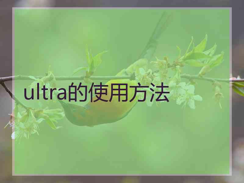 ultra的使用方法