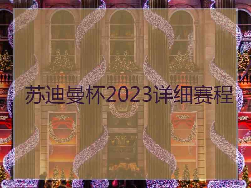 苏迪曼杯2023详细赛程