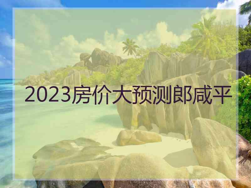 2023房价大预测郎咸平