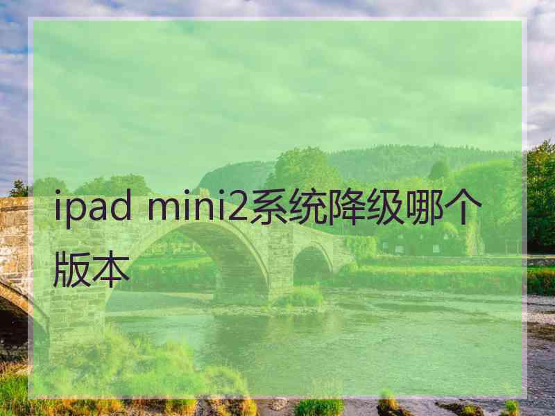 ipad mini2系统降级哪个版本