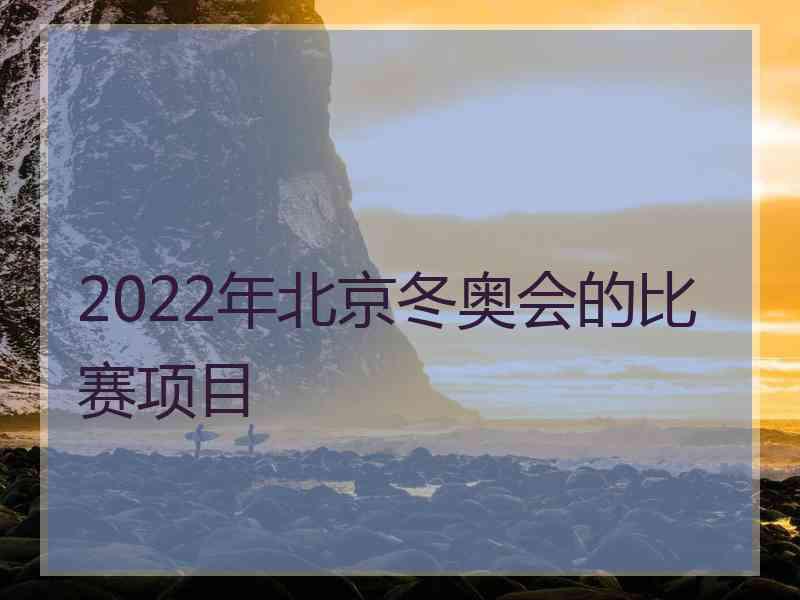 2022年北京冬奥会的比赛项目