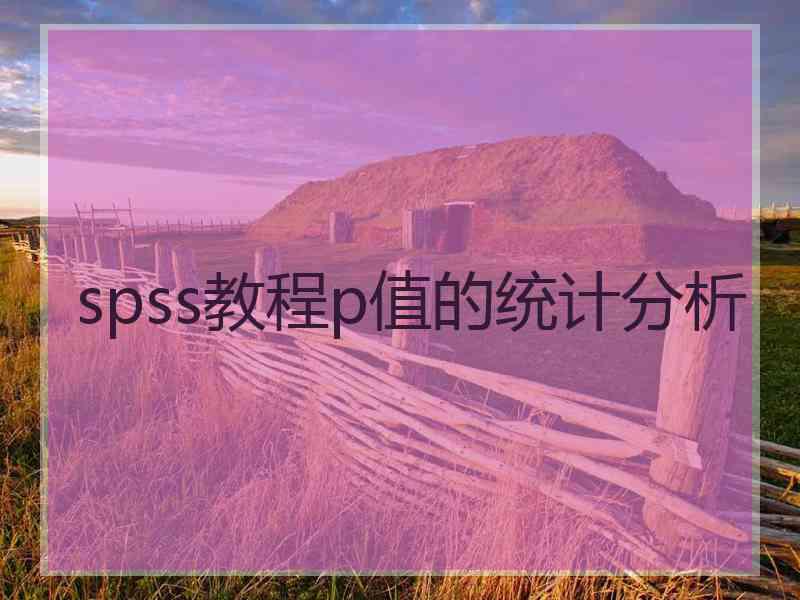 spss教程p值的统计分析