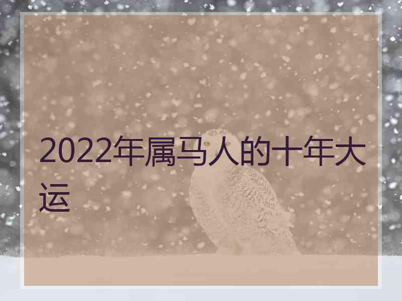 2022年属马人的十年大运