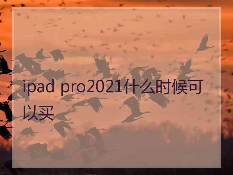 ipad pro2021什么时候可以买