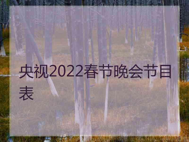 央视2022春节晚会节目表