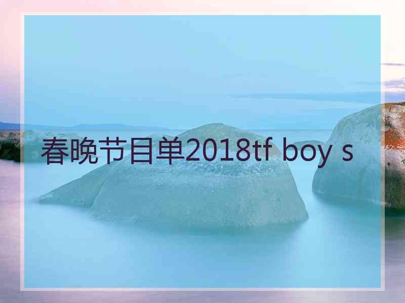 春晚节目单2018tf boy s