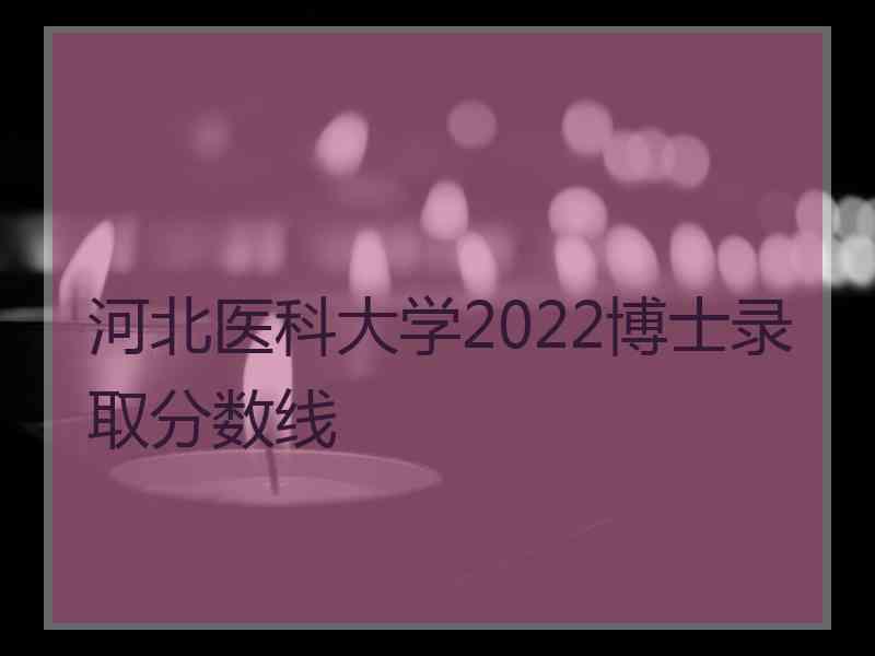 河北医科大学2022博士录取分数线