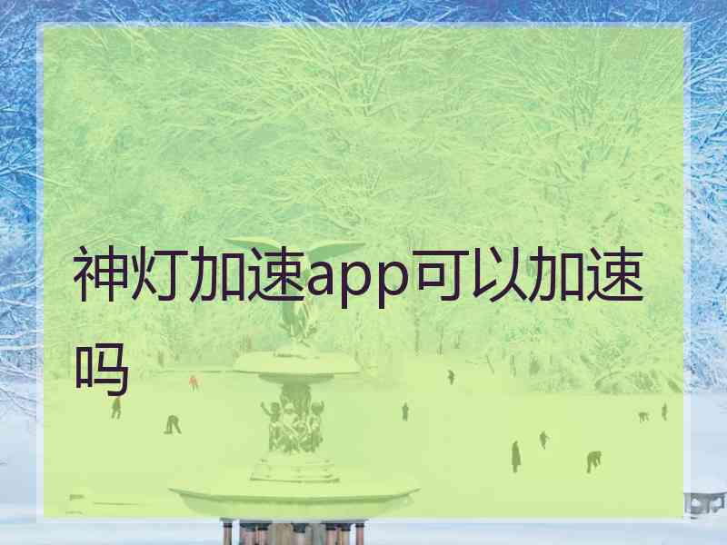 神灯加速app可以加速吗