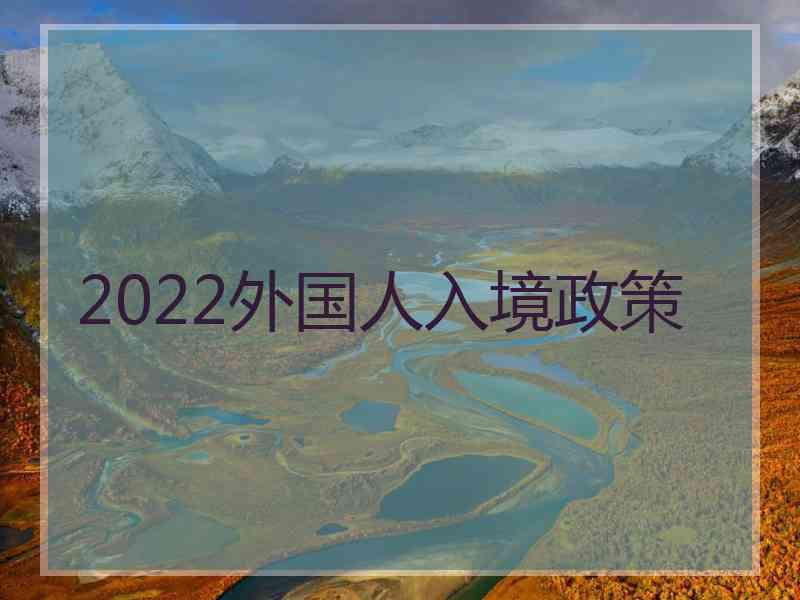 2022外国人入境政策