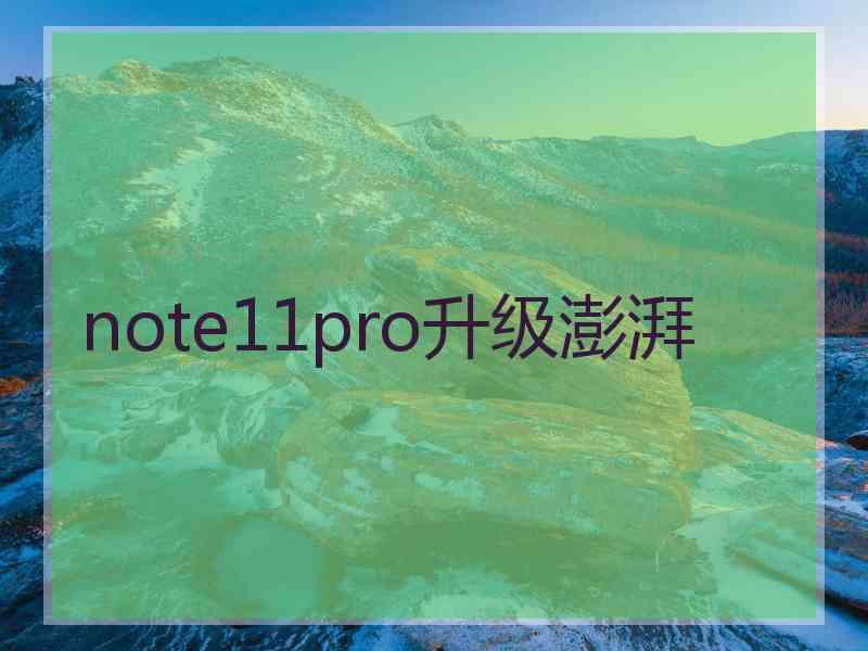 note11pro升级澎湃