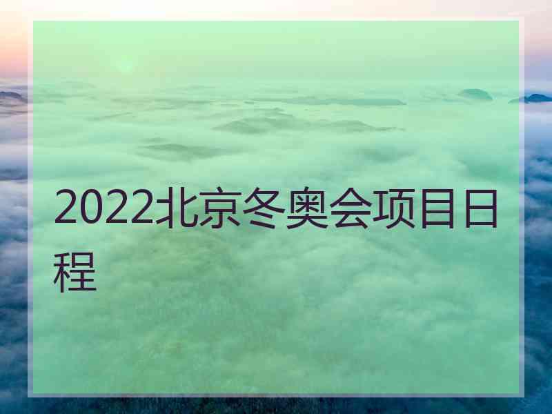 2022北京冬奥会项目日程