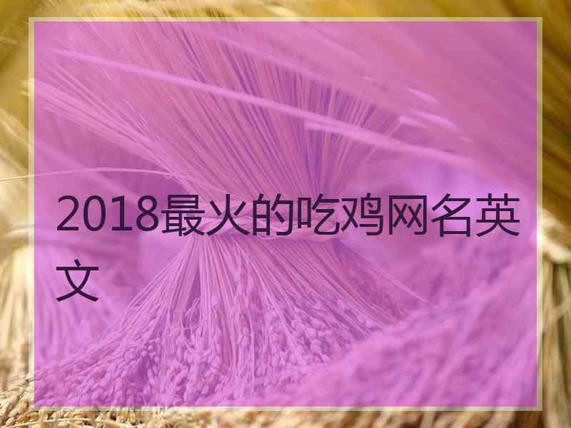 2018最火的吃鸡网名英文