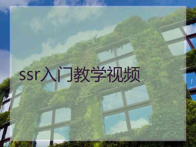 ssr入门教学视频