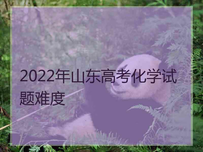 2022年山东高考化学试题难度