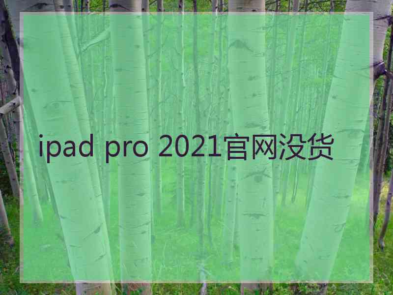 ipad pro 2021官网没货