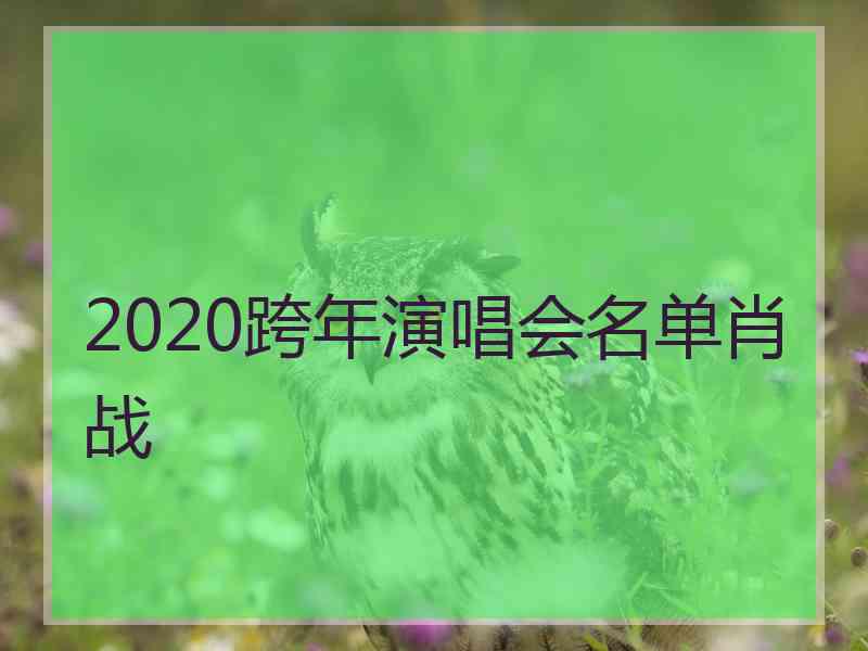 2020跨年演唱会名单肖战